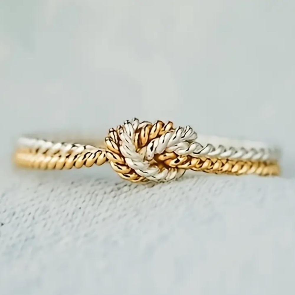 NEW Two Tone Knot Rope Ring Size 8 - Picture 9 of 9